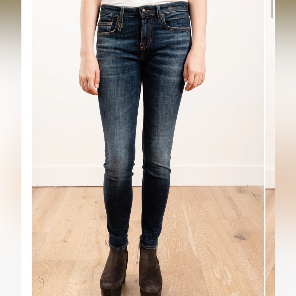 R13 Alison skinny cut out back hem, Dark Blue